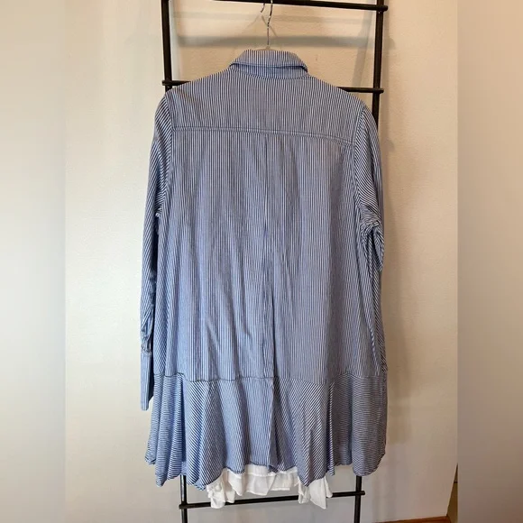 Free People Blue Striped Shirt Dress - Picture 5 of 7